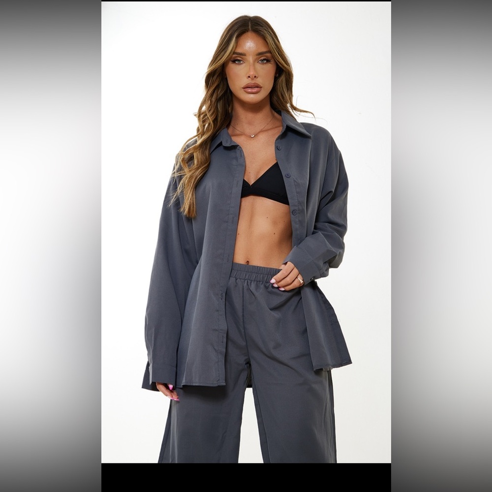 PRETTY LITTLE THING- LONG SLEEVE GREY SET US 4